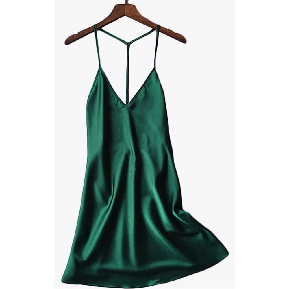 Satin Emerald Green Dress